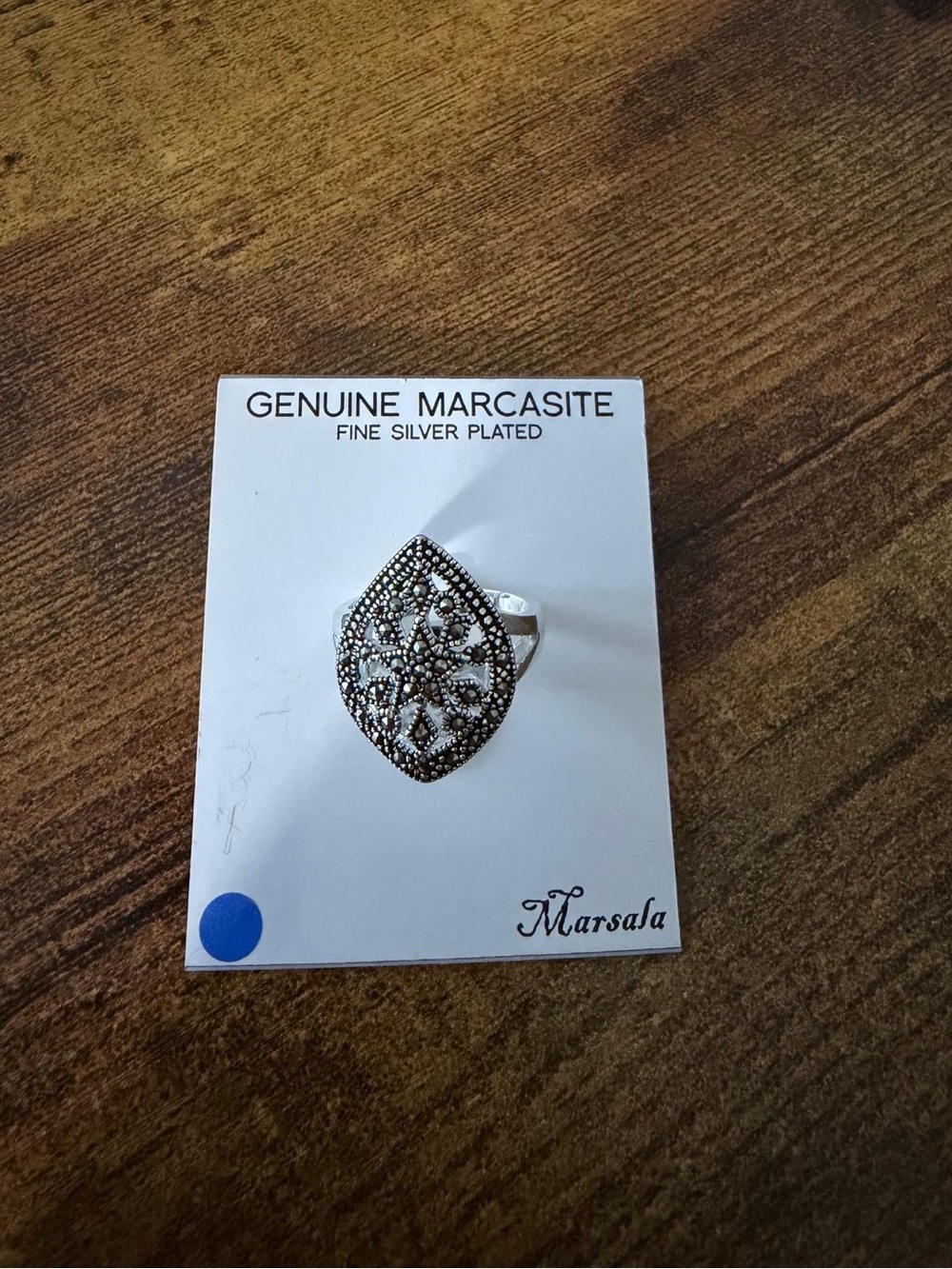 Genuine Marcasite Teardrop Silver-Plated Ring - Silver Tone